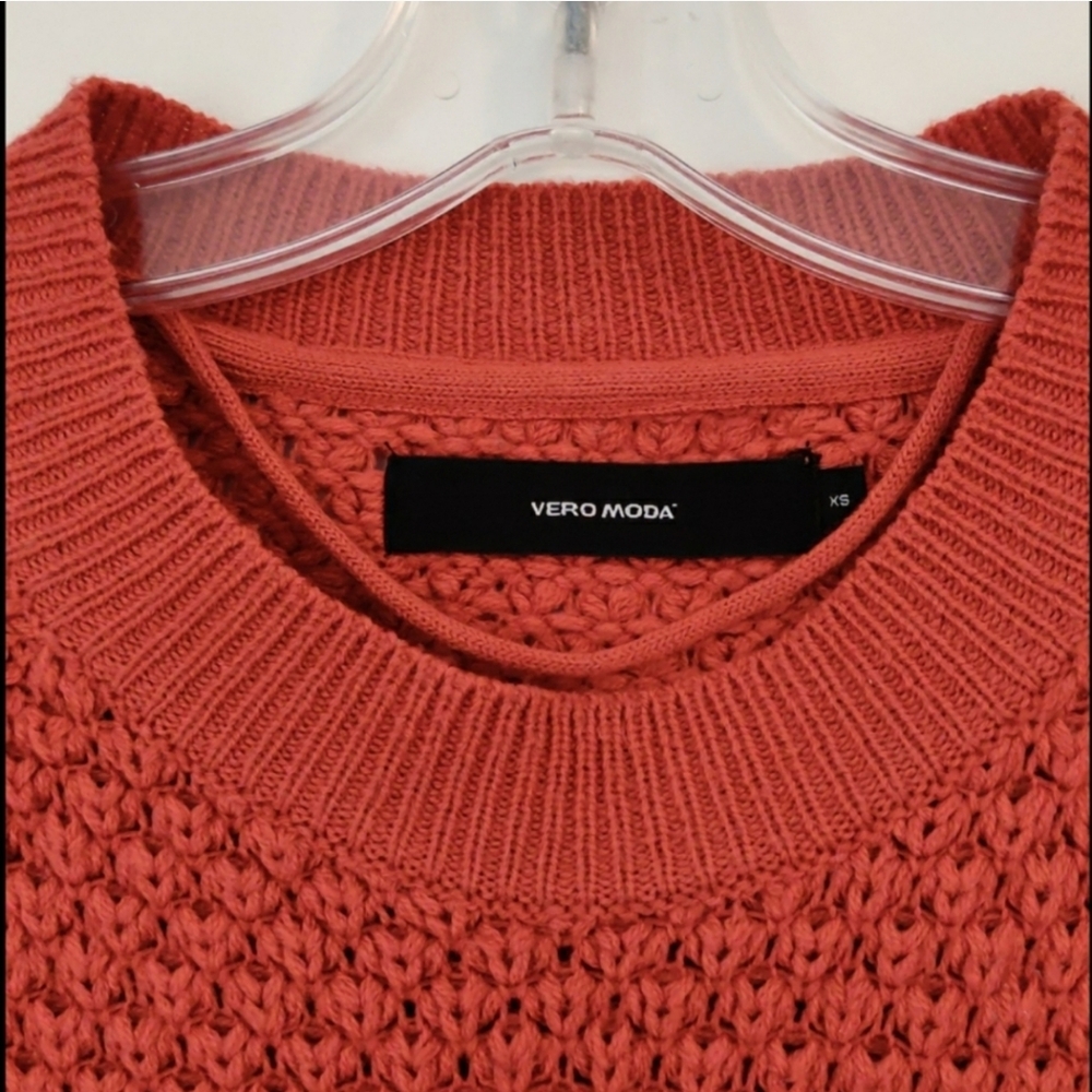 Vero Moda knit sweater rust russet orange, fall sweater, small sweater